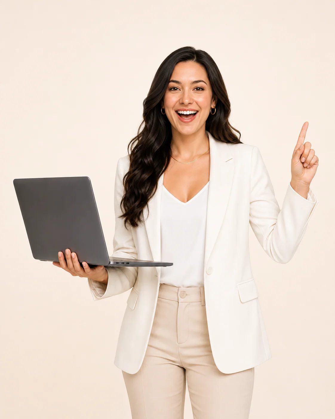 Ashley Leon holding a laptop